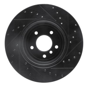 BMW 535I Brake Rotor (1) - Rear Left - R1 Concepts - Drilled & Slotted - Black - `04-`10